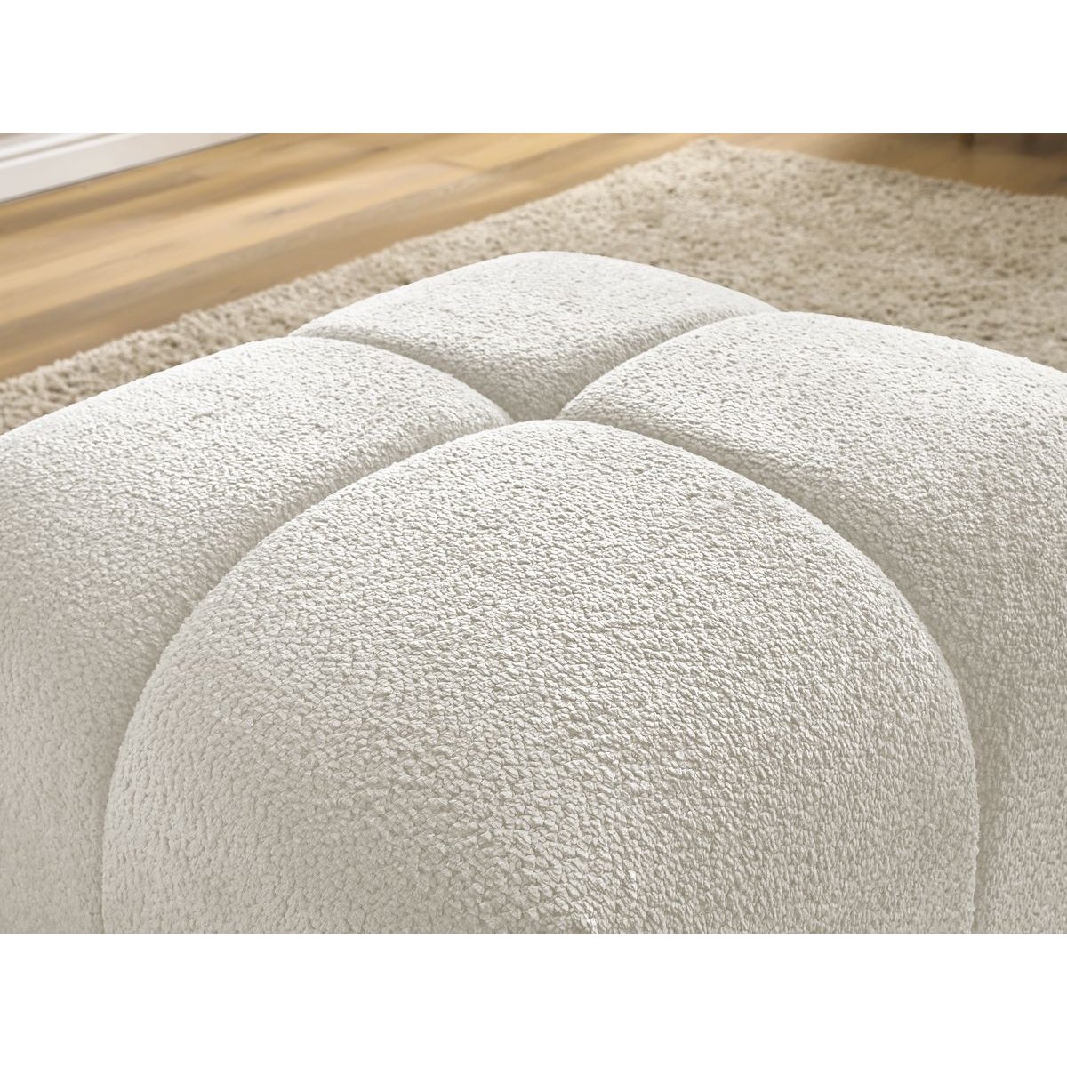 Pouf tissu texturé, CRISTINA blanc, BOBOCHIC
