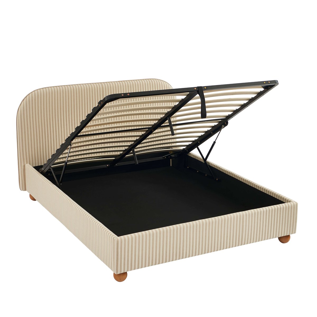 Lit coffre avec sommier relevable PILKA beige et écru, SORELH