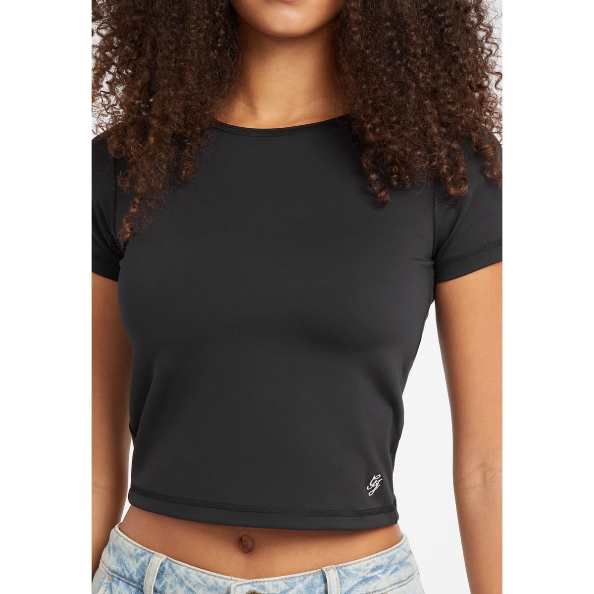 Crop Top En Microfibre noir, GUESS JEANS