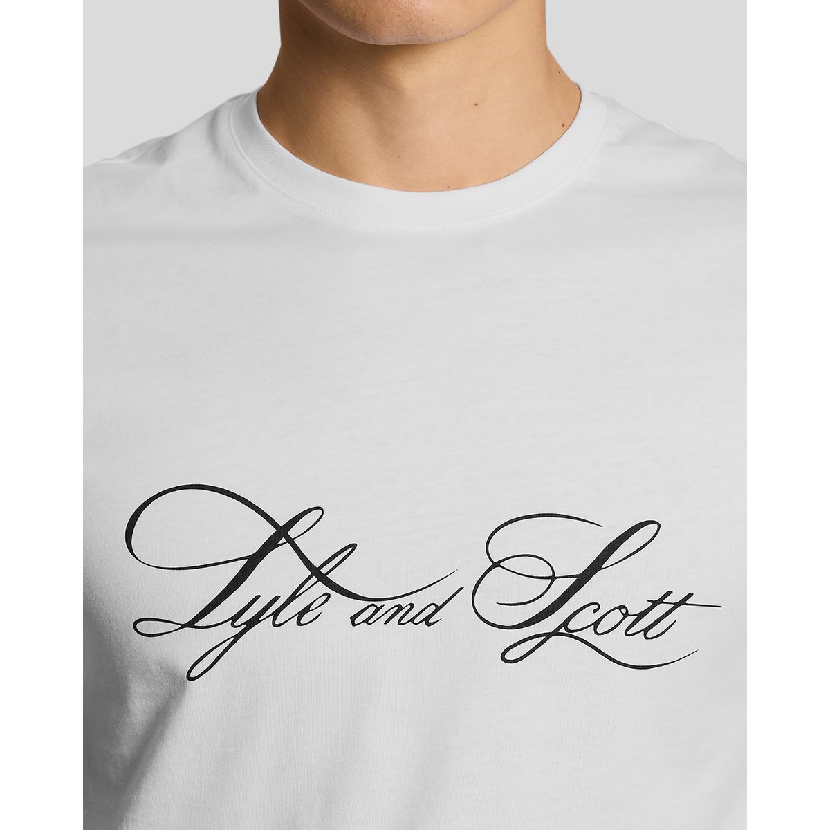 T-shirt en coton superfine graphique logo blanc, LYLE & SCOTT