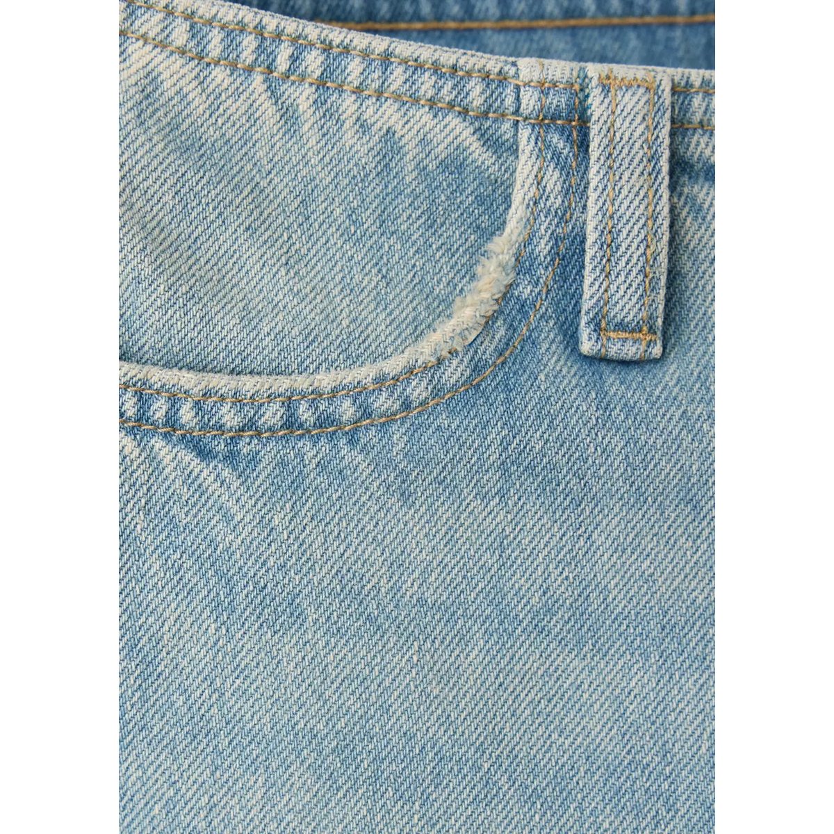 Jean wide leg coutures décoratives bleu clair vintage, MANGO TEEN