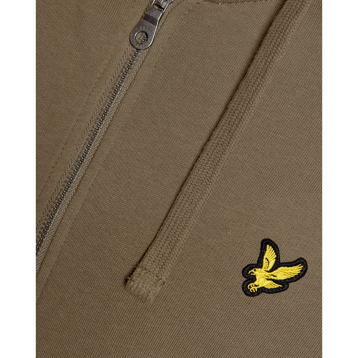 Sweat à capuche zippé en coton loopback vert kaki cendré, LYLE & SCOTT
