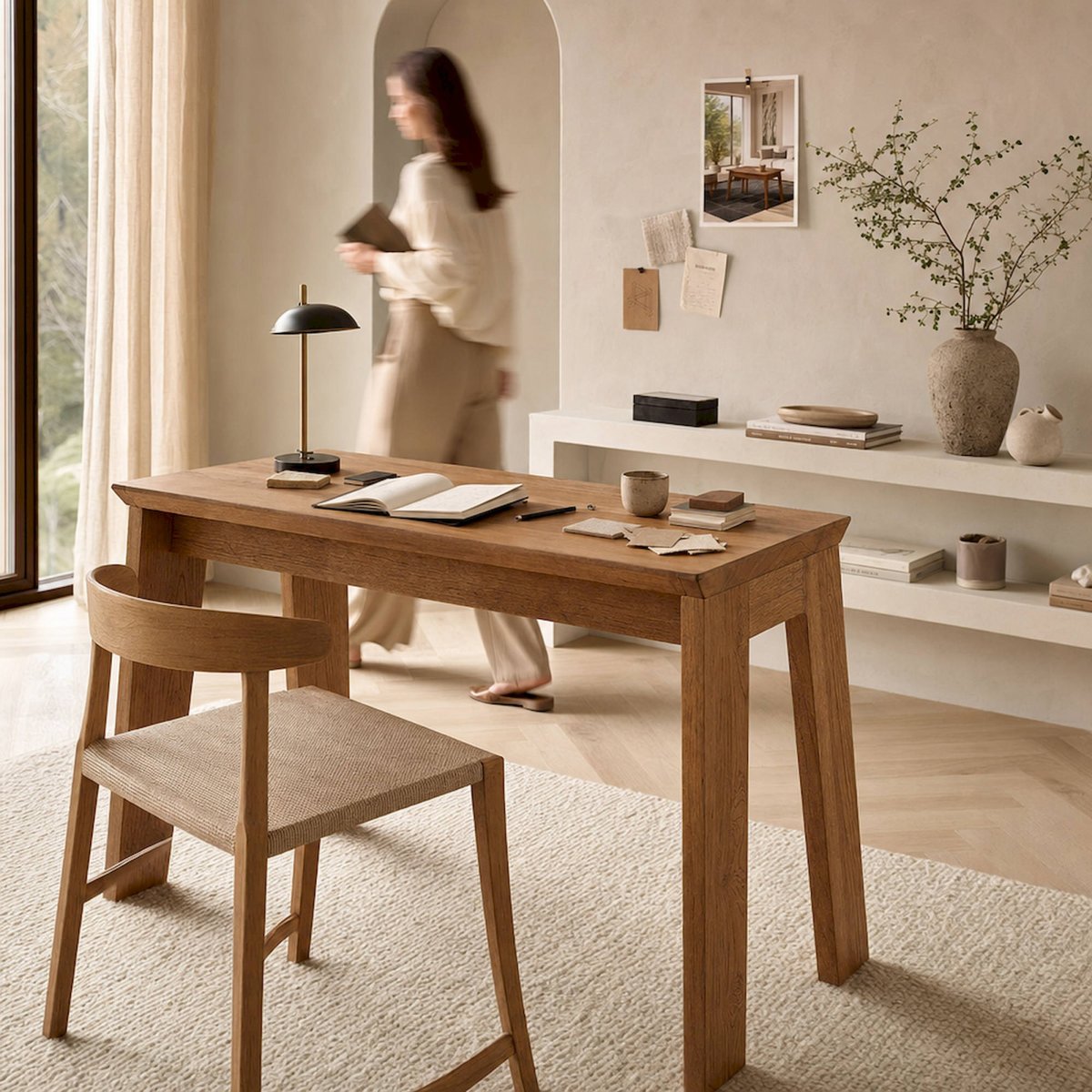 Bureau nordique en bois de mindi VACIO marron bois naturel, RECOLLECTION