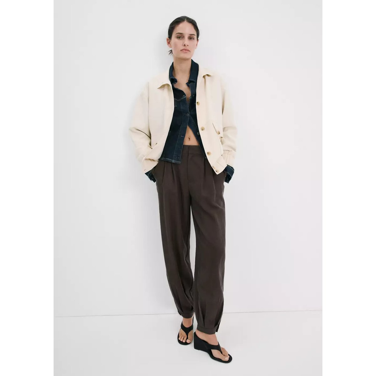 Veste oversize poches écru, MANGO