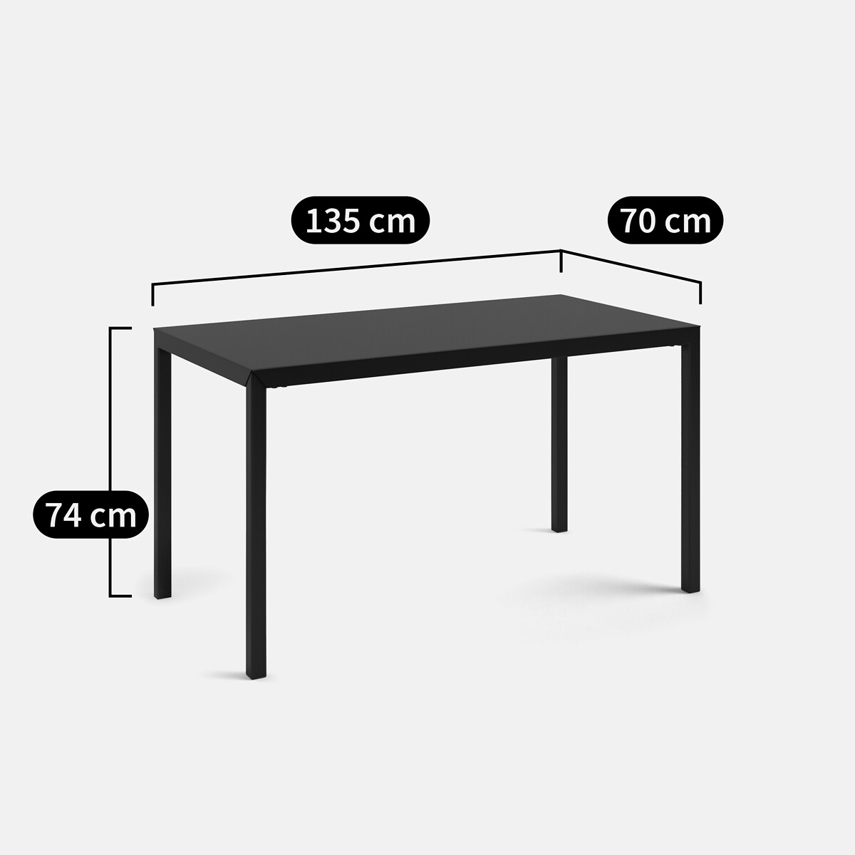 Eettafel, gelakt staal, 4 personen, HIBA zwart, LA REDOUTE INTERIEURS