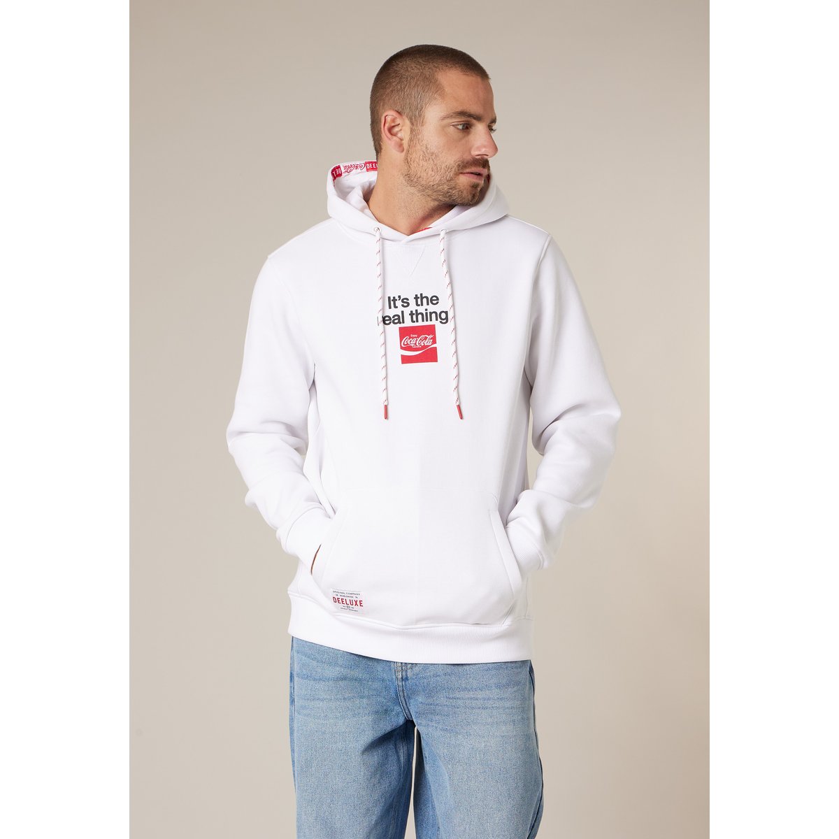 Sweat homme en coton mélangé deeluxe x coca-cola REFRESH blanc, DEELUXE