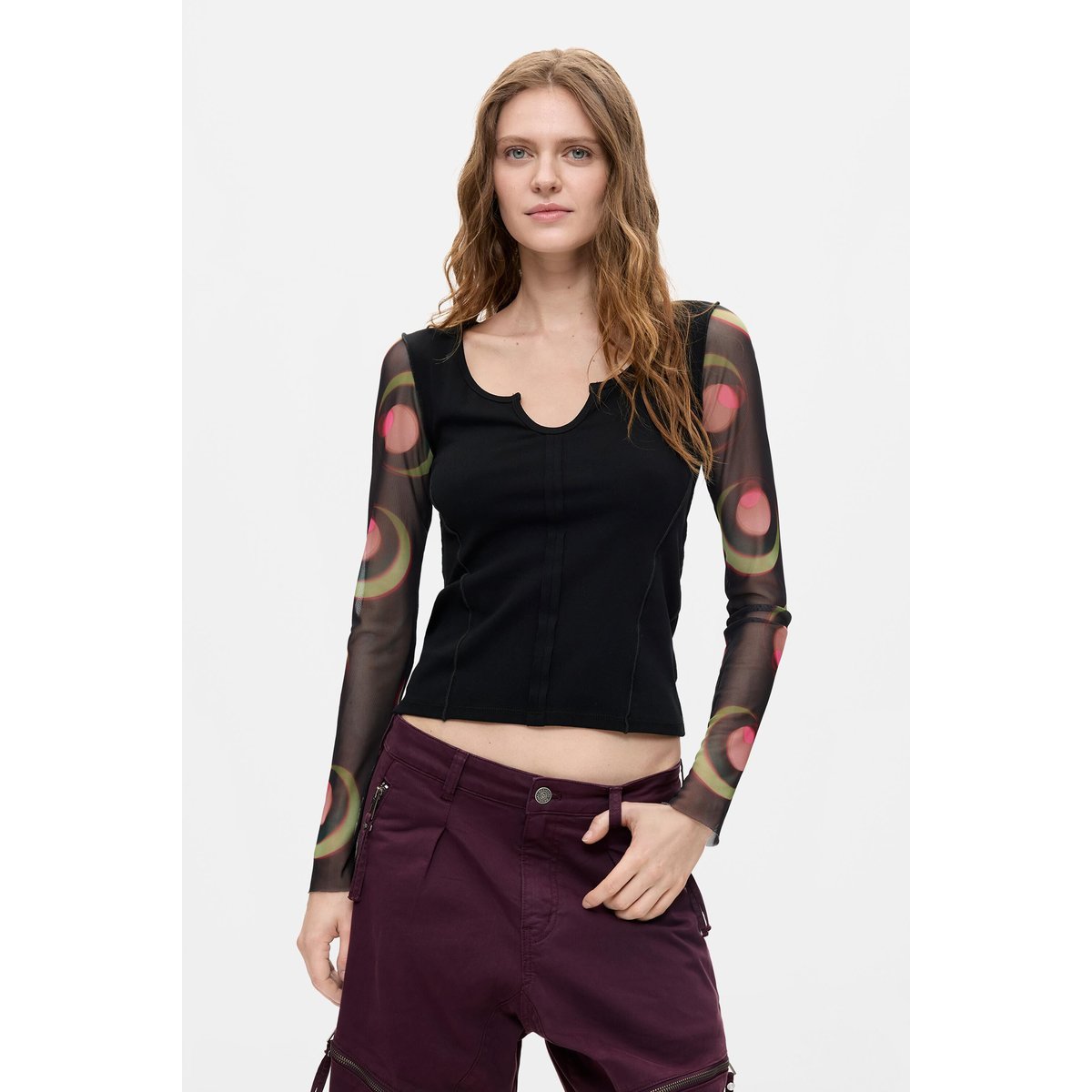 Pantalon long à fermetures éclair rouge, DESIGUAL