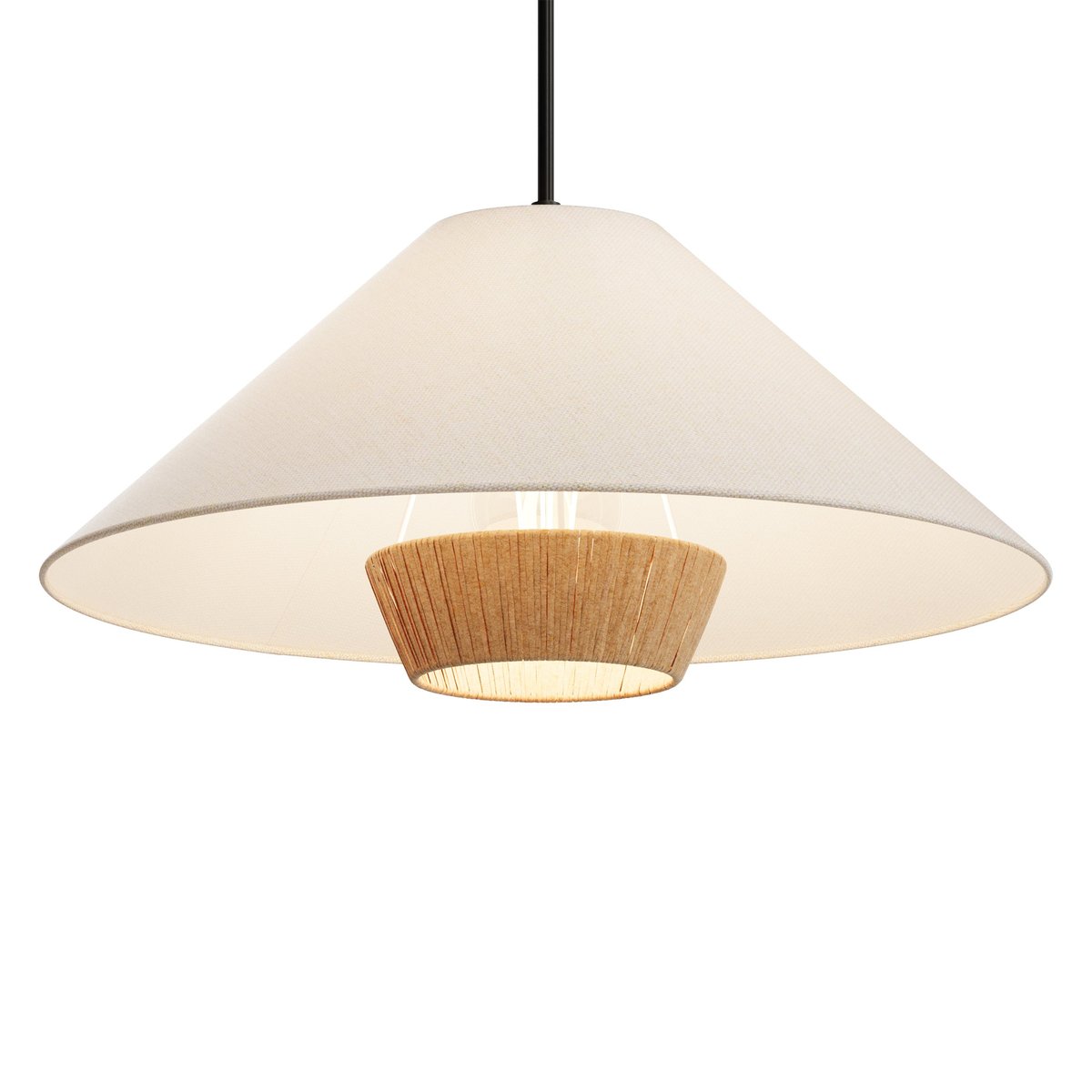 Suspension en lin et raphia - ROMA beige, MAISON PAVANE