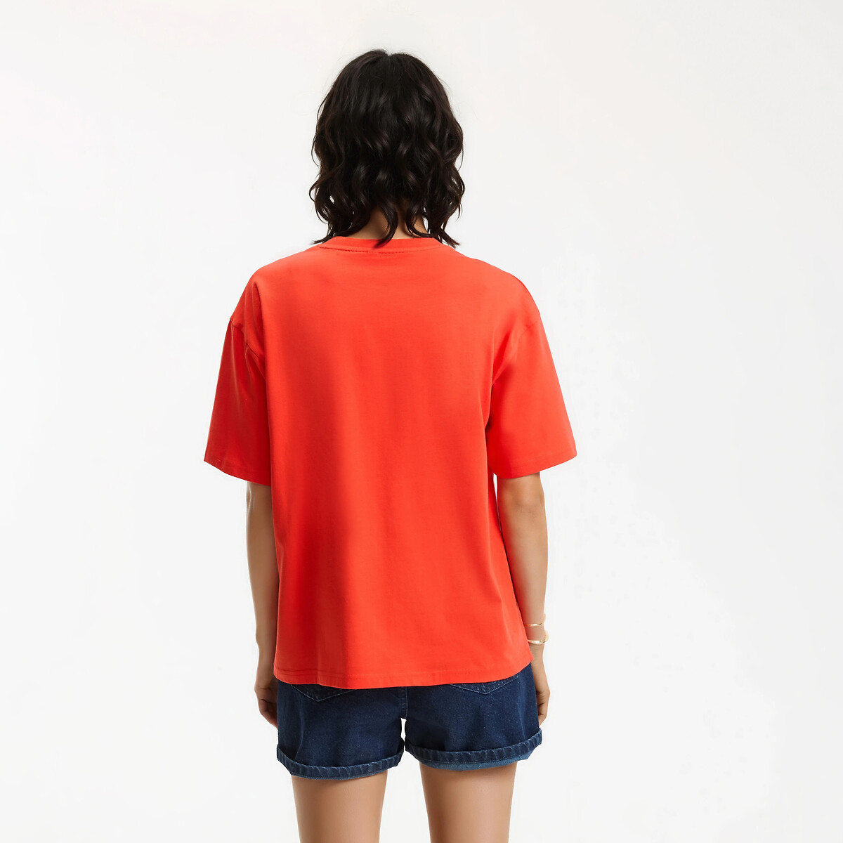 T-shirt col rond manches courtes imprimé rose, LA REDOUTE COLLECTIONS