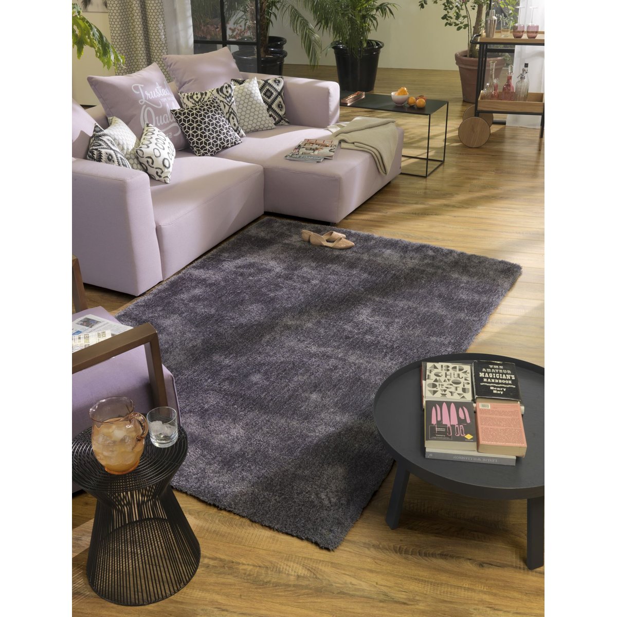 Tapis Shaggy SOFT brillant à poils longs anthracite, TOM TAILOR