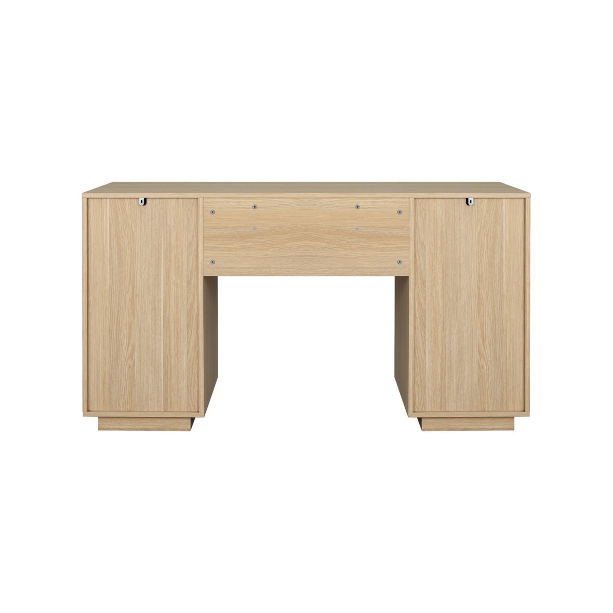 Bureau décor bois et tissu 2 portes 2 tiroirs 1 niche 140cm KUBA noyer, SWEEEK