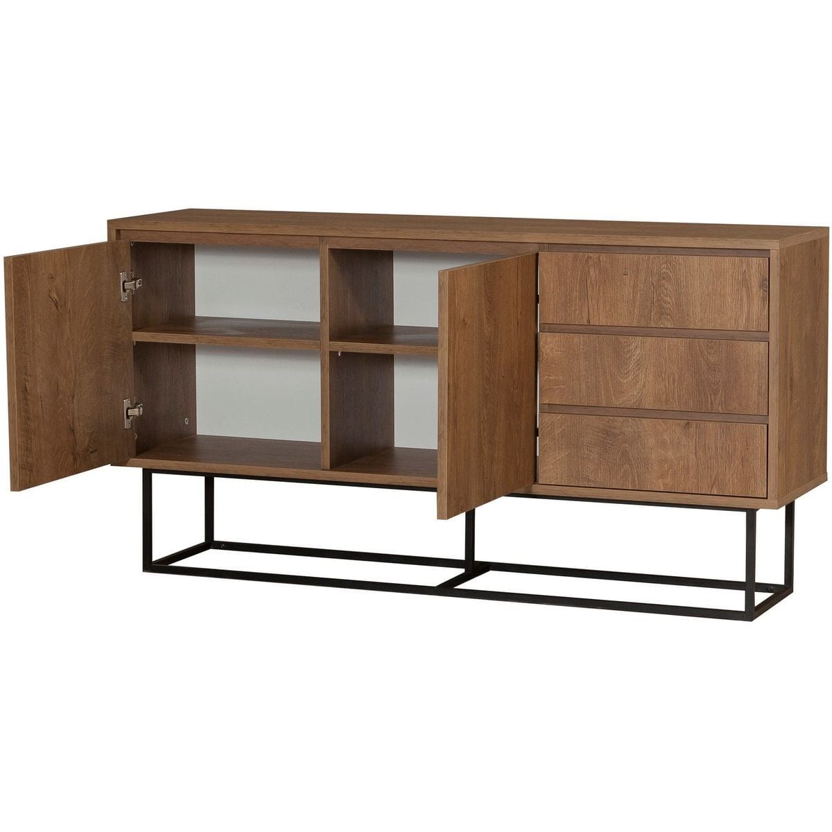 Buffet 2 portes 3 tiroirs - NERIO noyer, HOMIFAB