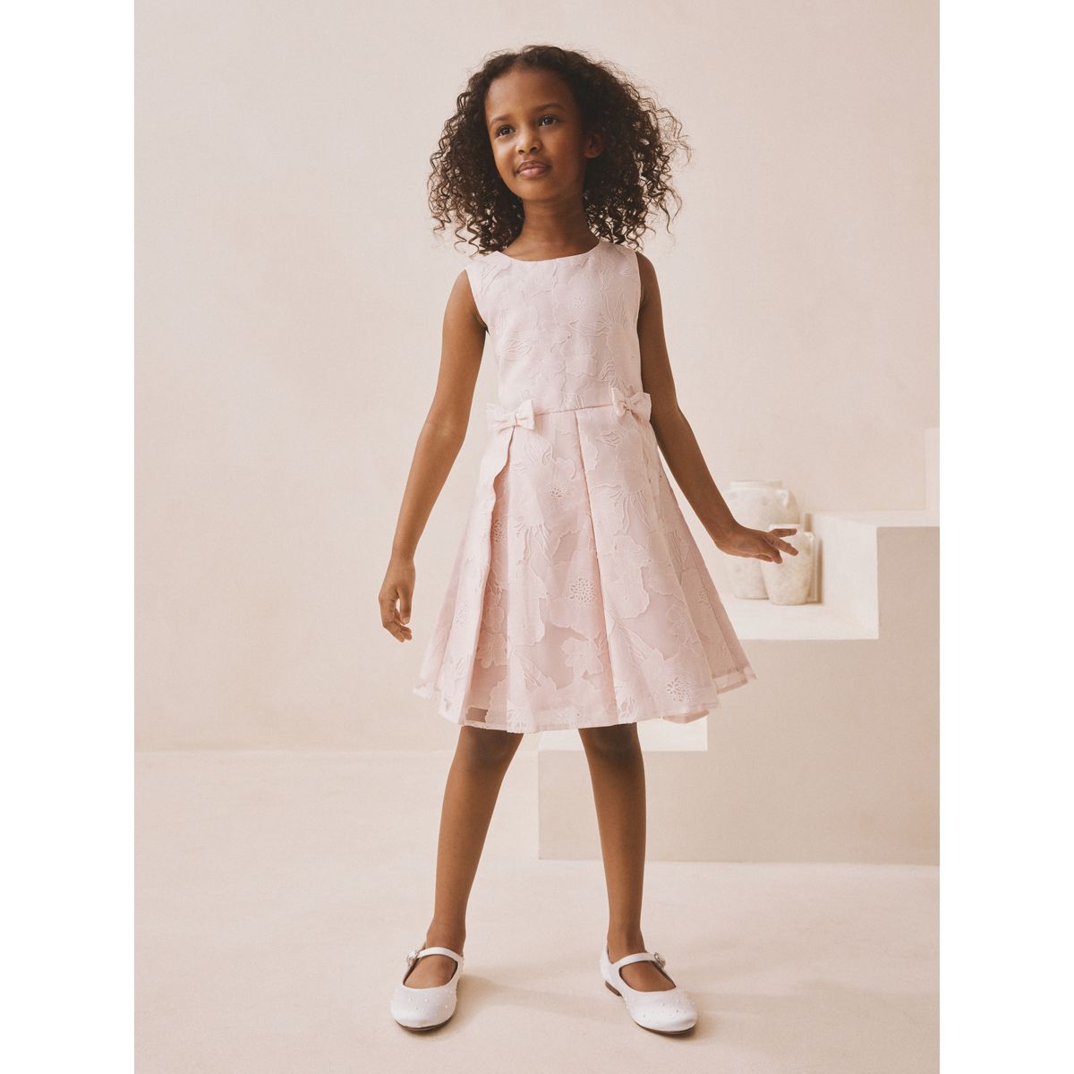 Robe de bal en jacquard à fleurs rose, NEXT