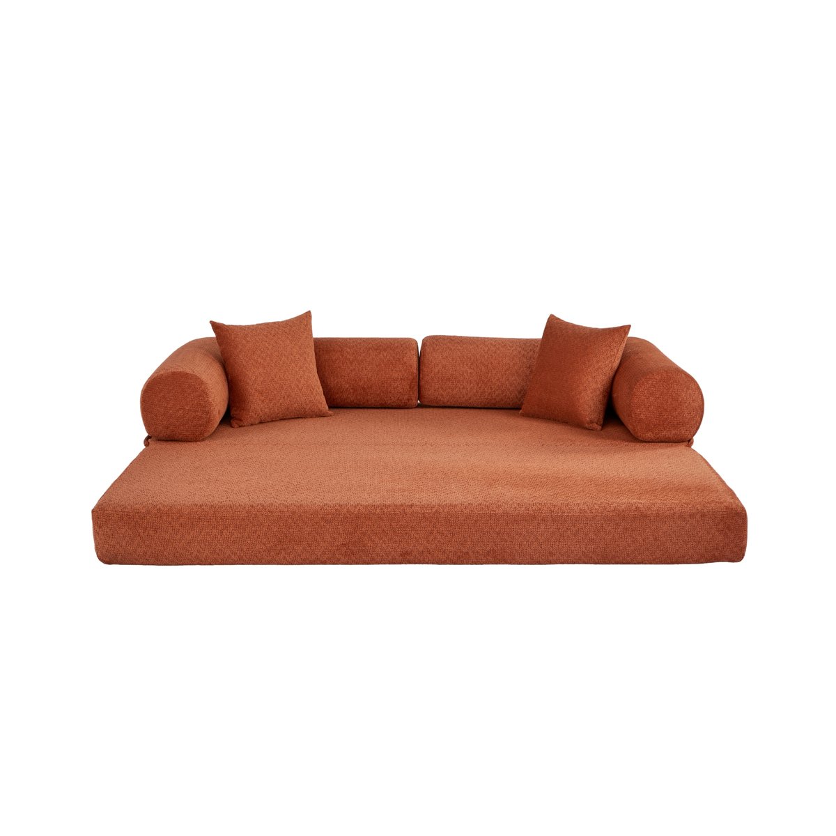 Canapé lit convertible en tissu terracotta, SARIA terracotta, NORDLYS