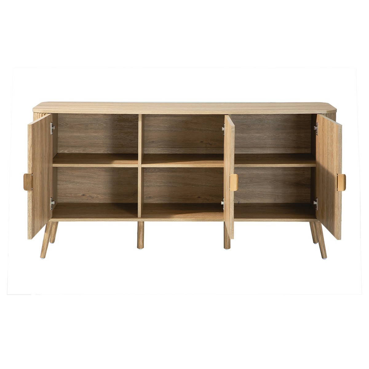 Buffet 3 portes arrondi effet chêne - MAHO bois clair, CALICOSY