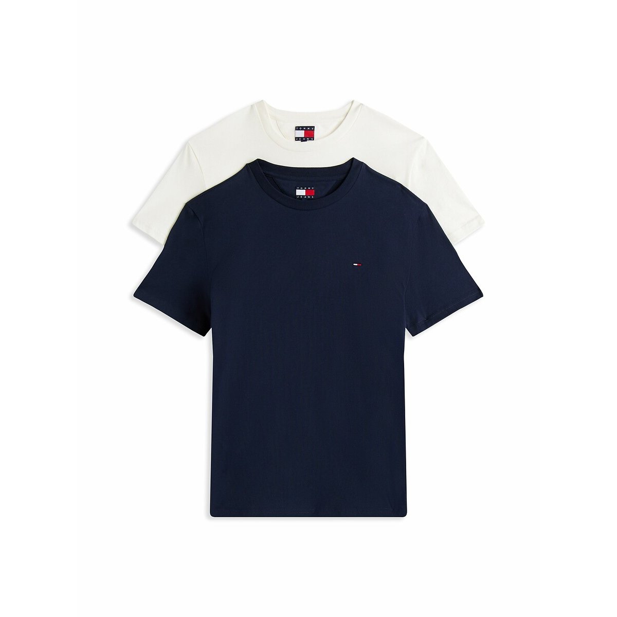 Lot de 2 T-shirts slim bleu marine + écru, TOMMY JEANS