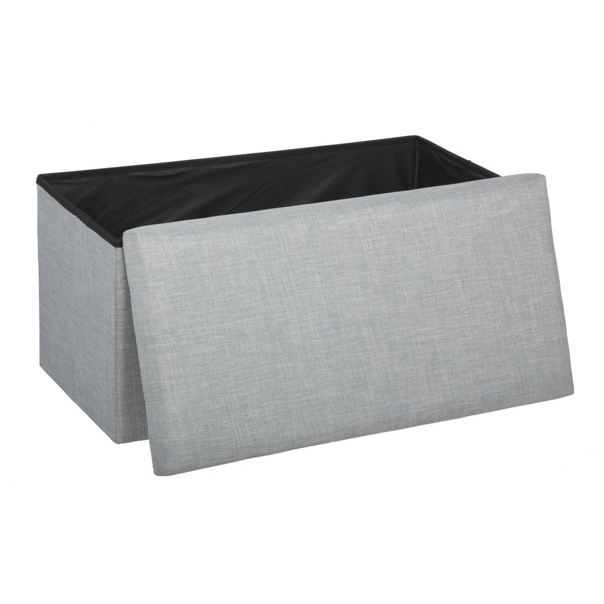 Banc-pouf pliant coffre de rangement en tissu TOMAZ gris, ATMOSPHERA