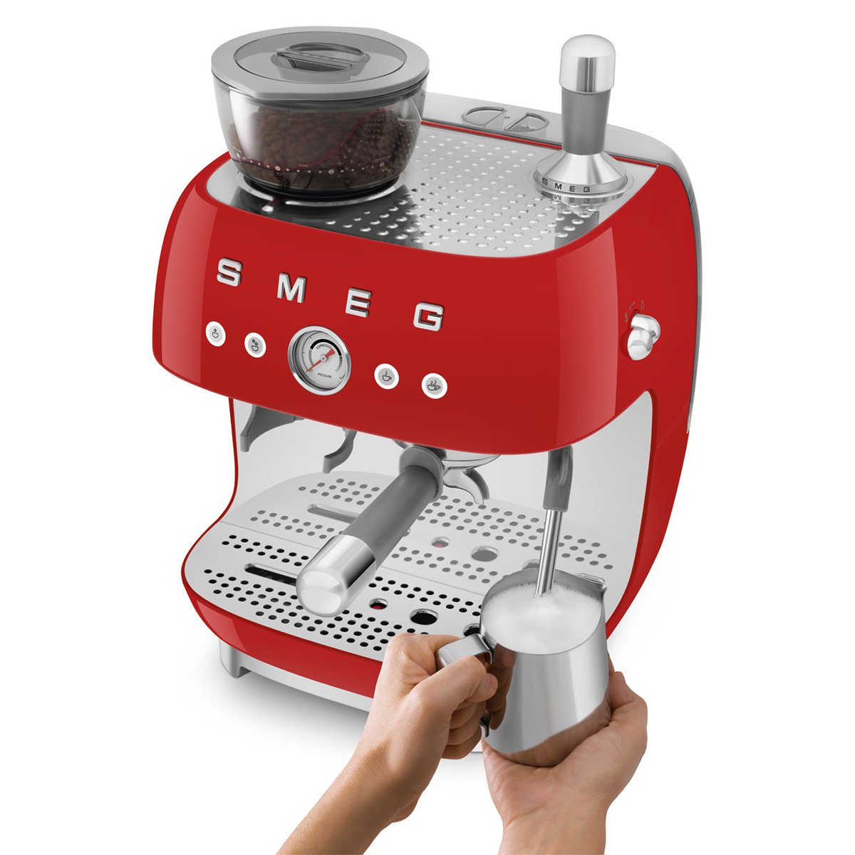 Machine à café avec broyeur intégré EGF03 rouge brillant, SMEG