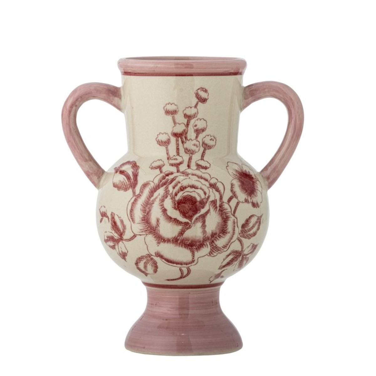 Vase poignées grès floral Alea rose, BLOOMINGVILLE