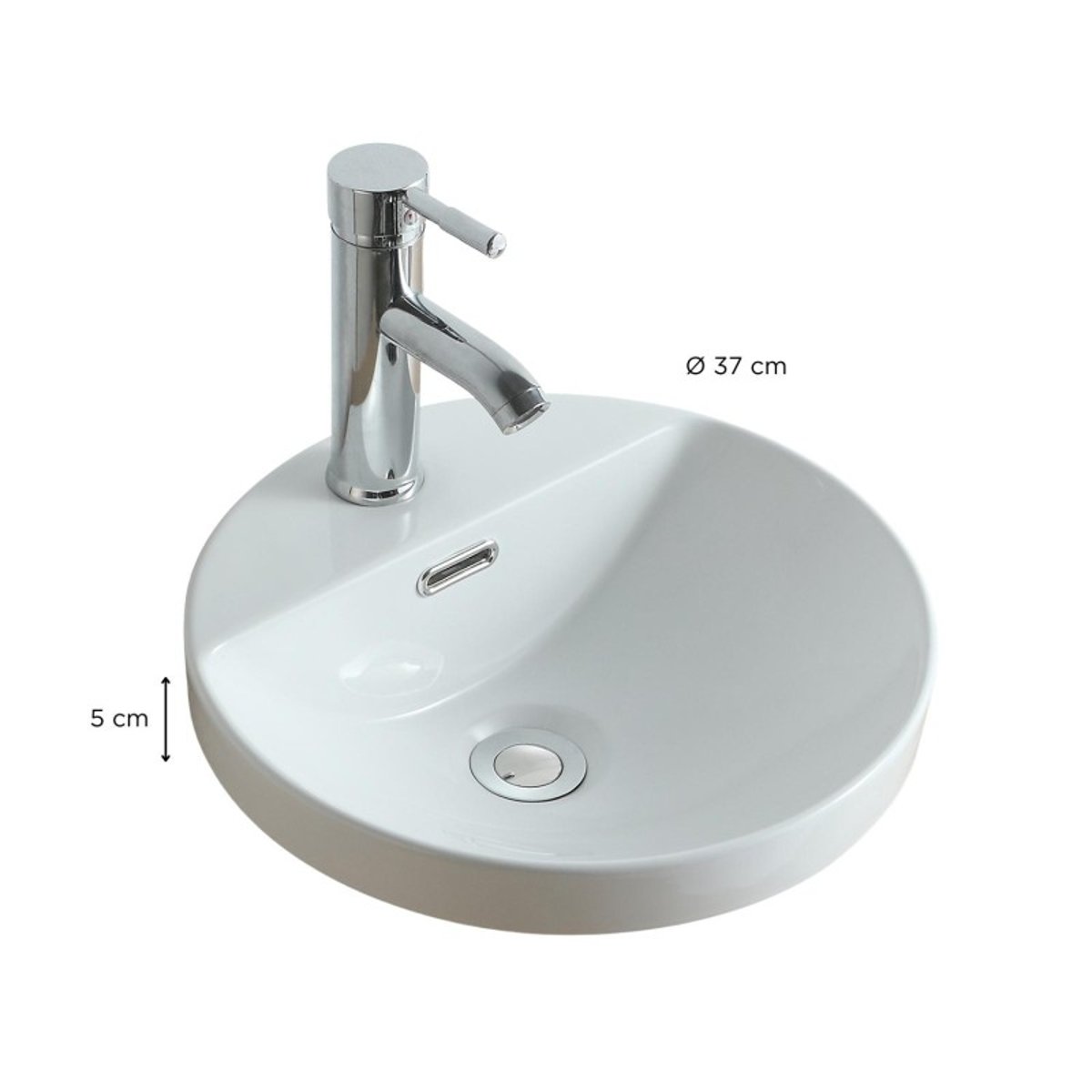 Vasque semi encastrée ronde en céramique blanche 37cm LEA blanc, MOB IN