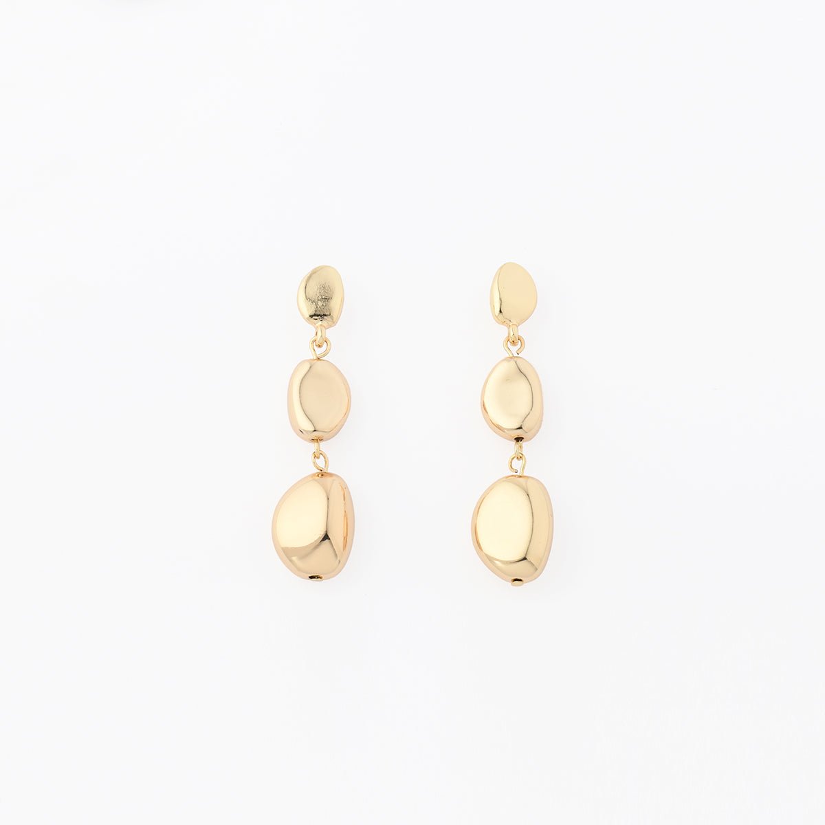 Boucles d'oreilles pendantes 3 galets - Collection Recyclée doré, BALABOOSTE