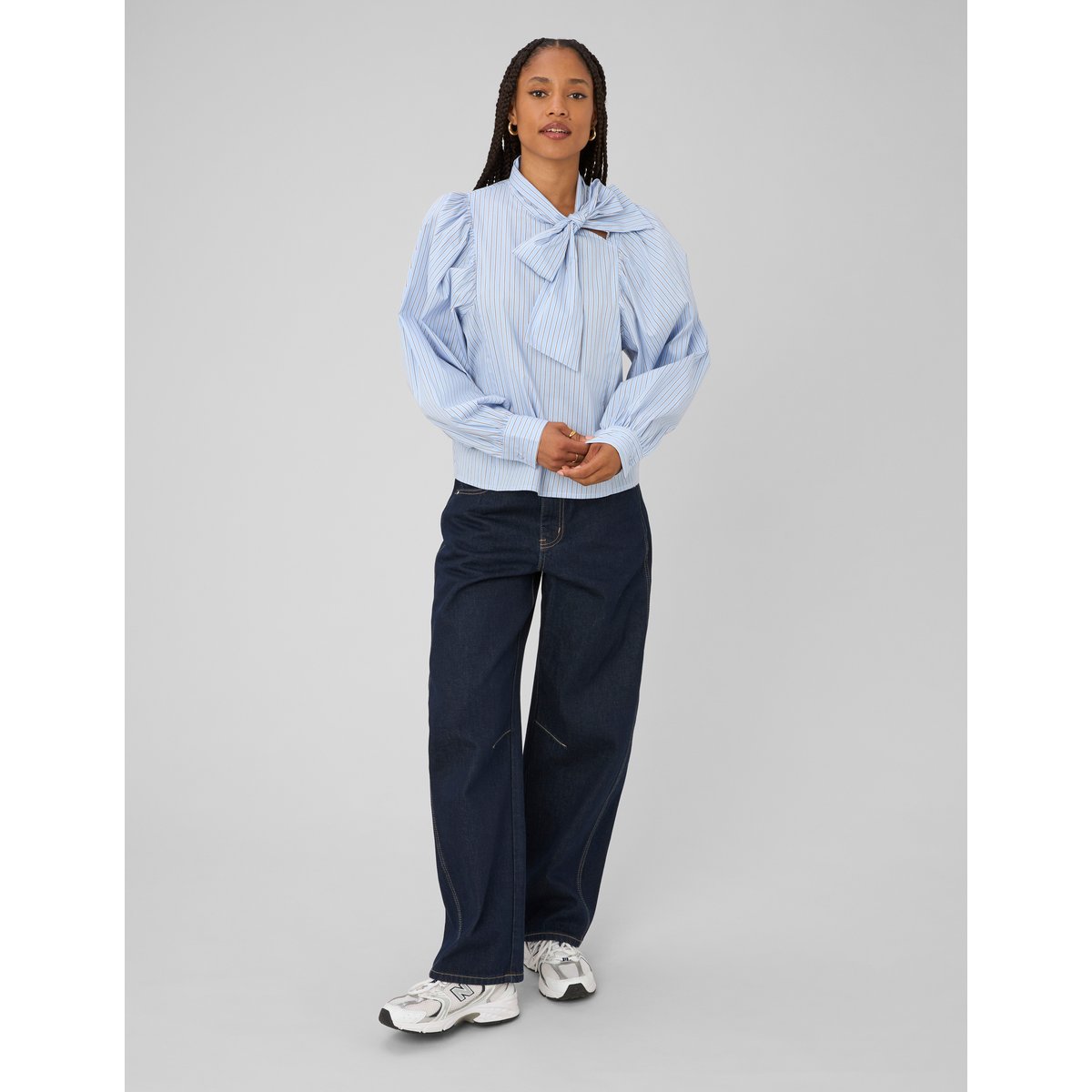 Blouse rayée à Noeud bleu clair, BZB