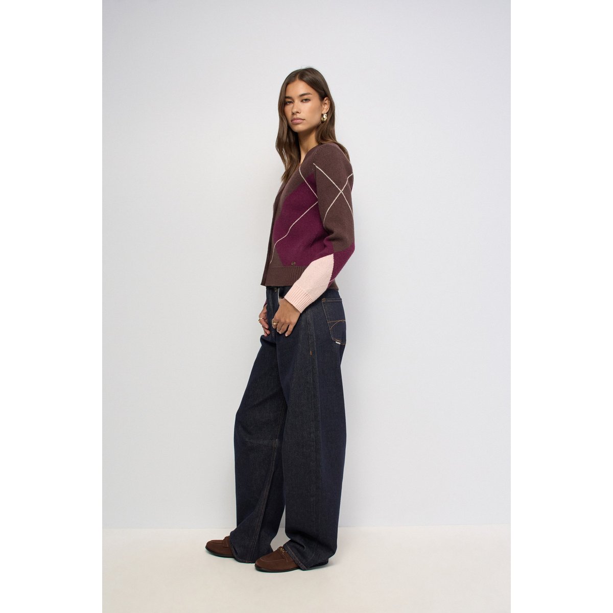 CARDIGAN À MOTIF GÉOMÉTRIQUE marron, SALSA JEANS