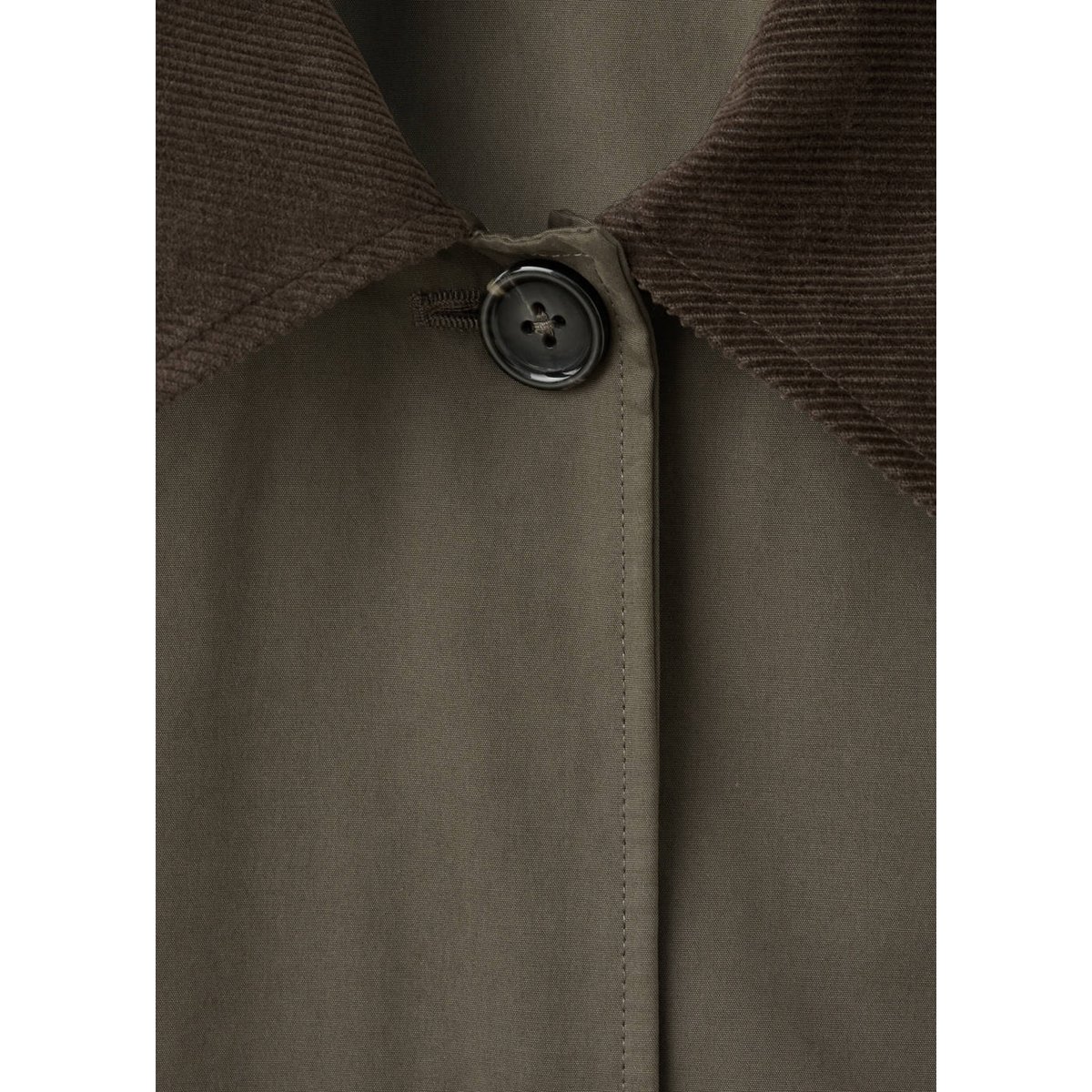 Trench long en coton avec col en velours côtelé vert foncé, MANGO TEEN