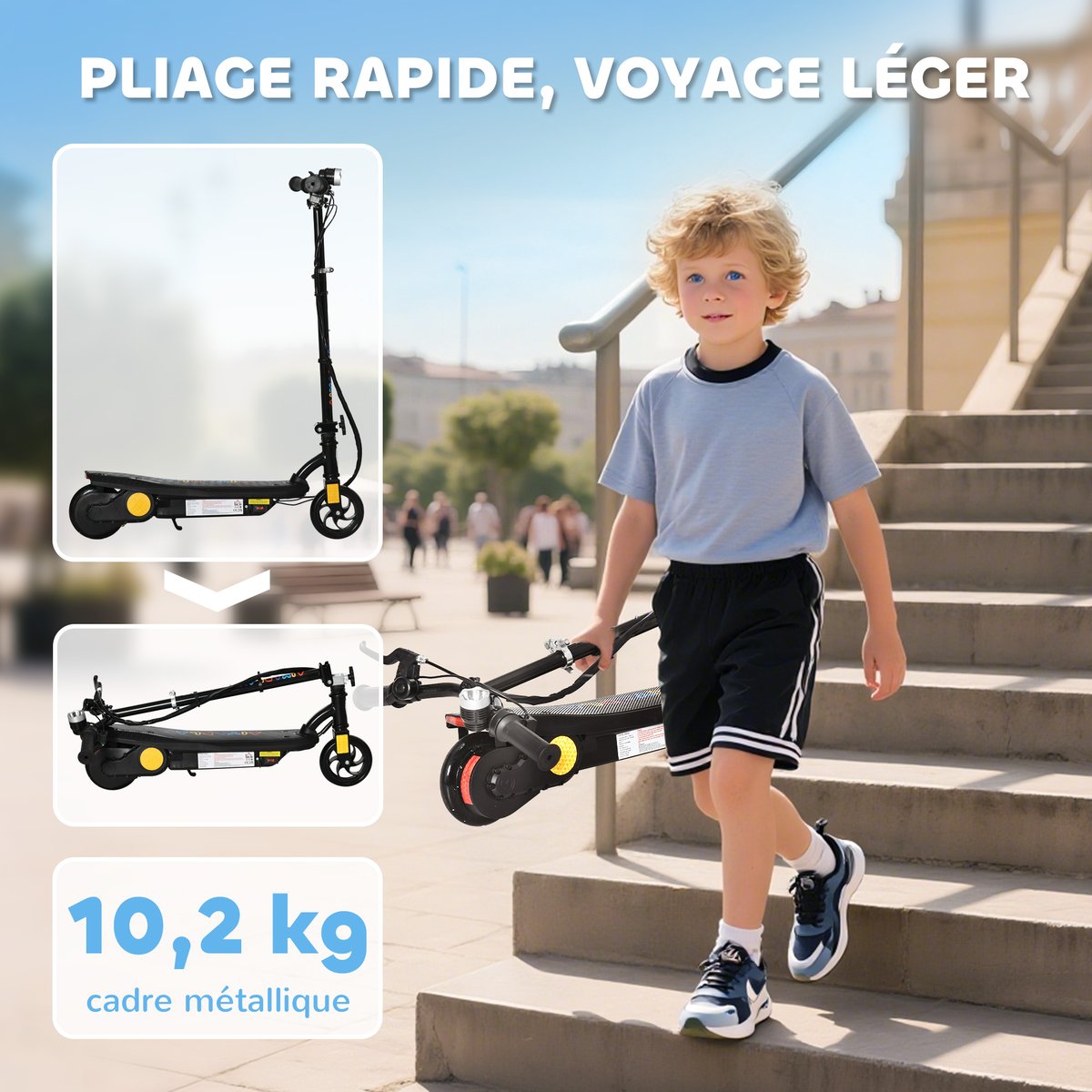 Trottinette électrique pour enfants Métal noir, HOMCOM