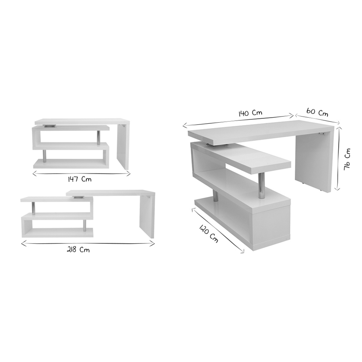 Bureau modulable design L140-218 cm MAX marron clair, MILIBOO
