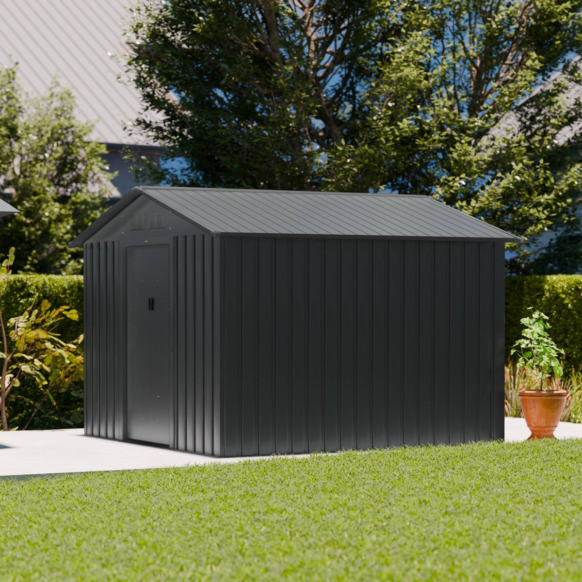 Abri de jardin métal 7,06m² avec kit d'ancrage CALAISIS anthracite, SWEEEK