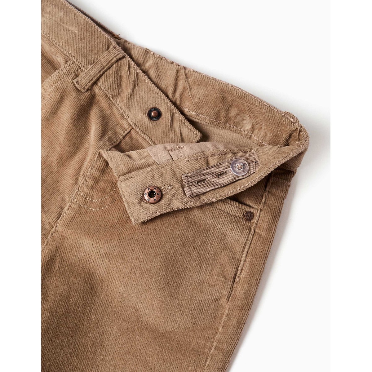 Pantalon à coupe droite en velours côtelé beige, ZIPPY