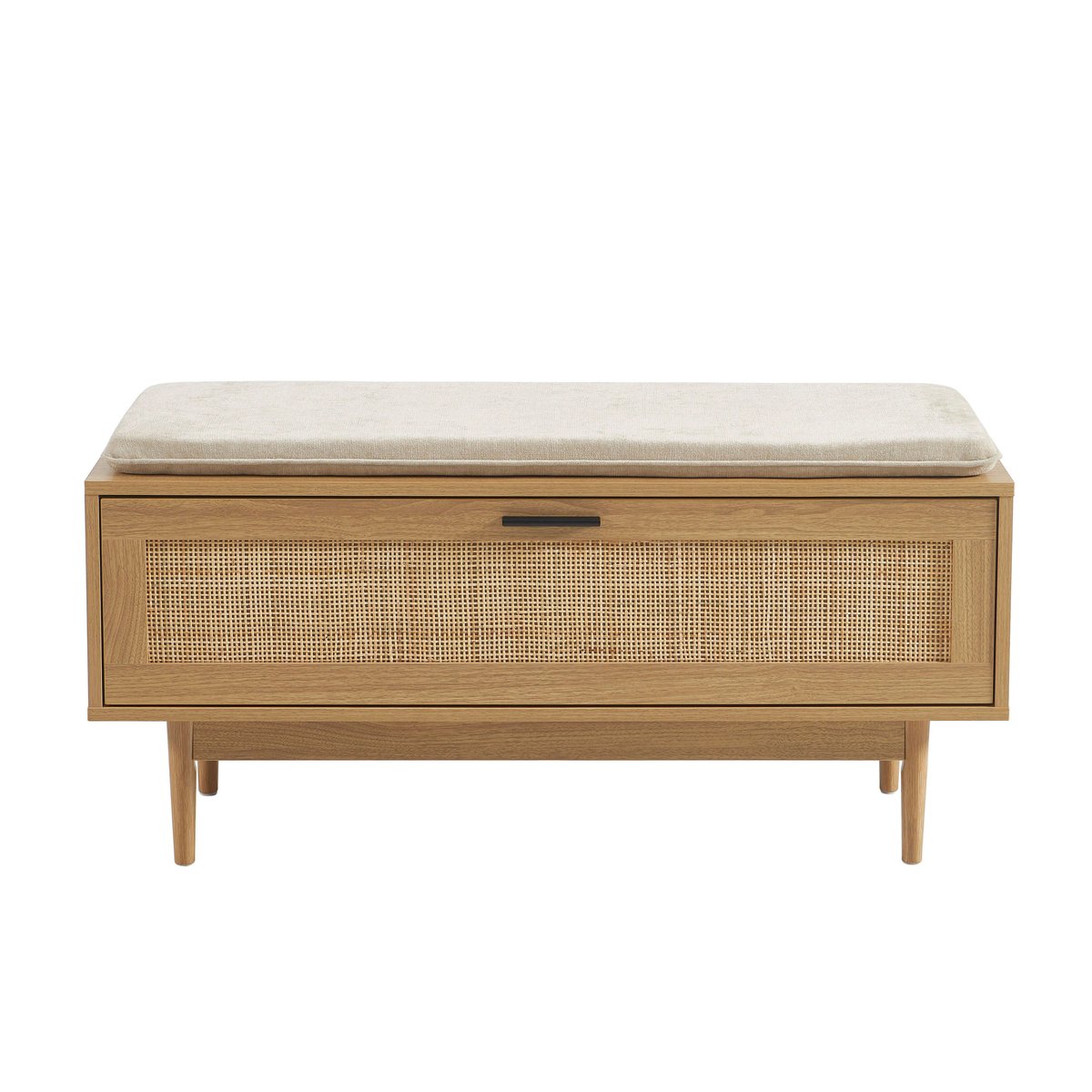 Banc à chaussures cannage 1 porte AMANA chêne clair, BAÏTA