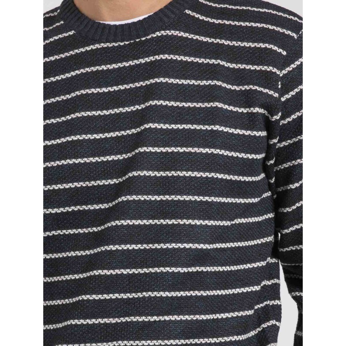Pull Col Rond Rayures Limutil bleu marine, RITCHIE
