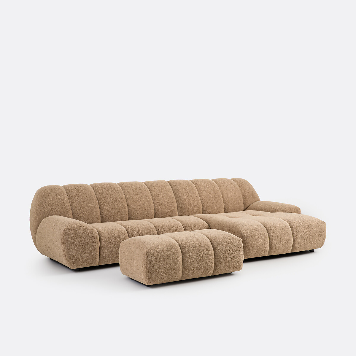 Puf XL de tejido de rizo grueso, 109 cm de ancho, Nuria moka              , LA REDOUTE INTERIEURS
