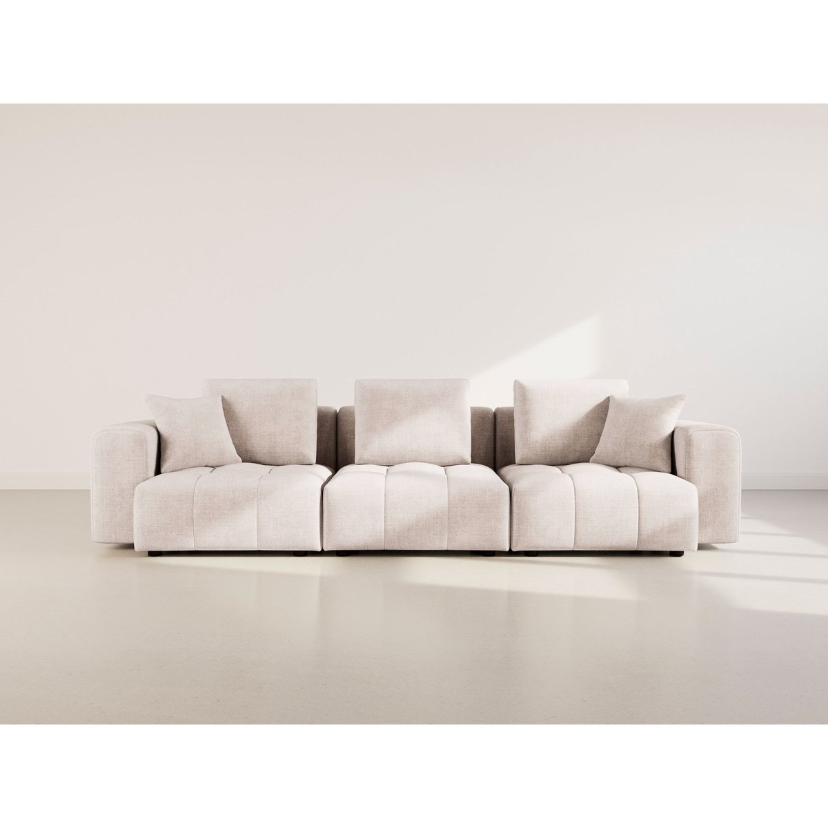 Canapé modulable en velours texturé, COLETTE beige, BEST MOBILIER