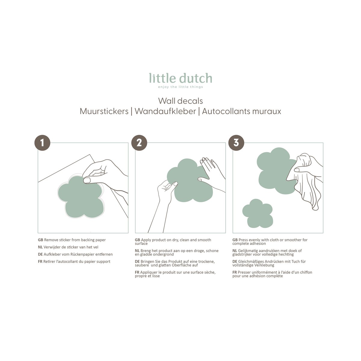 Stickers muraux pour enfant Petits animaux de la brousse coloris pastel, LITTLE DUTCH