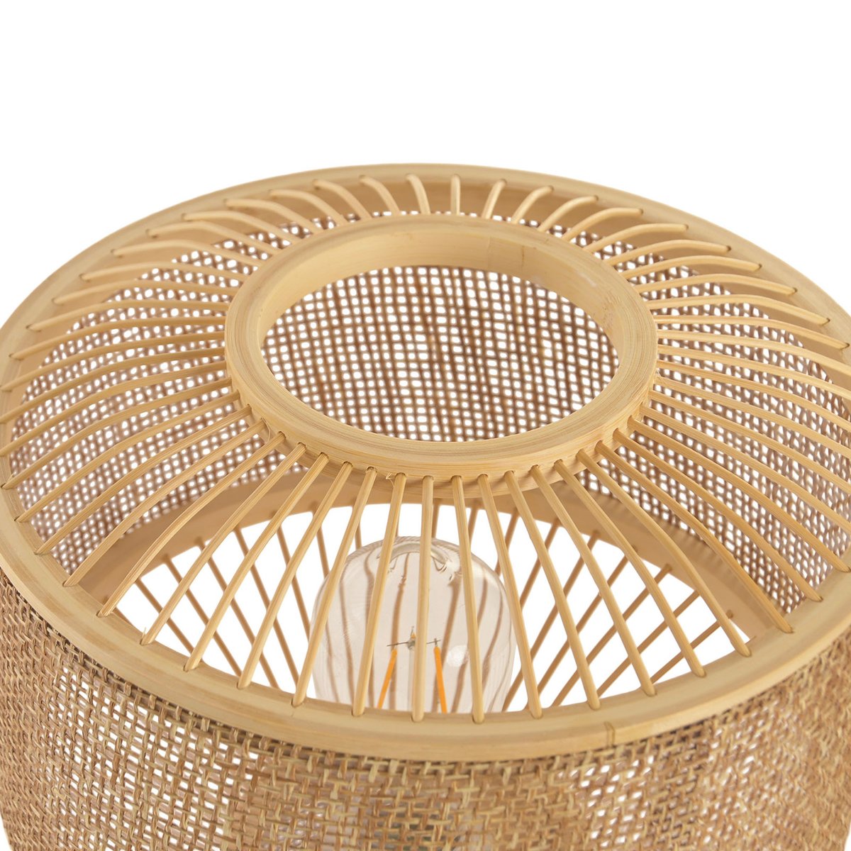 Lampe à poser naturelle bambou et rotin 26x26x40cm bois, WADIGA