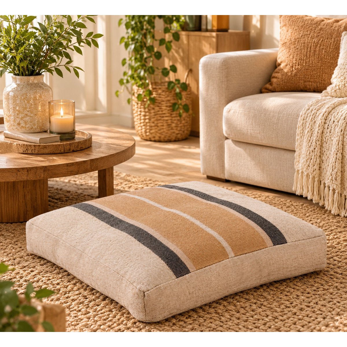 Coussin de sol Lueur Paisible sienne, EDEN