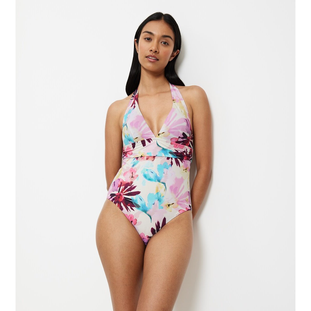 Summer Fleur Plunge Swimsuit white floral print, TRIUMPH