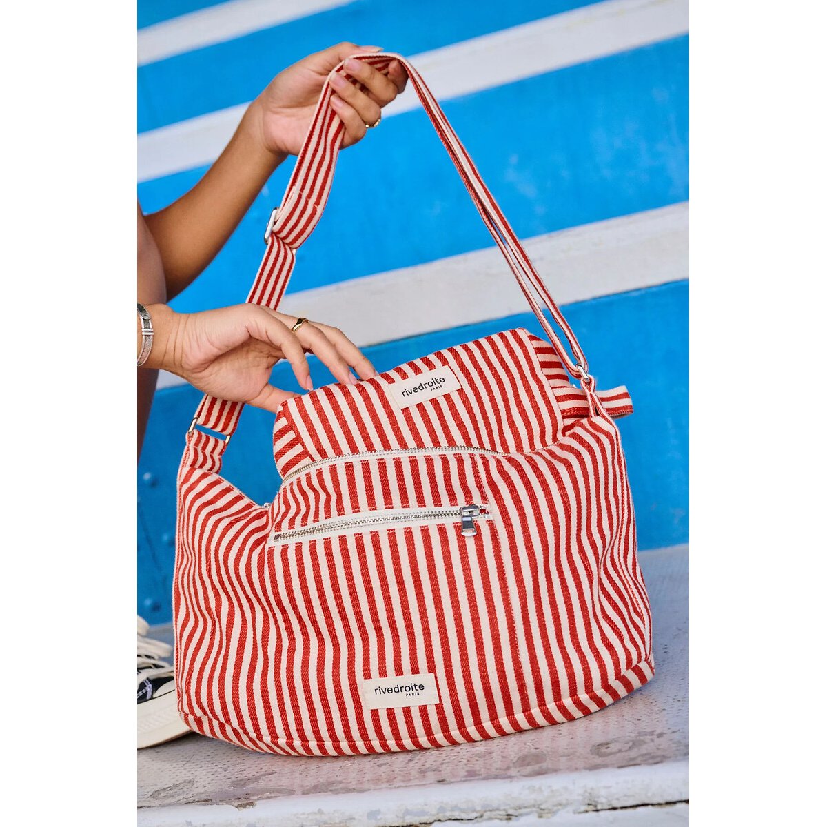 Tournelles XL Striped Wash Bag red striped/white, RIVEDROITE