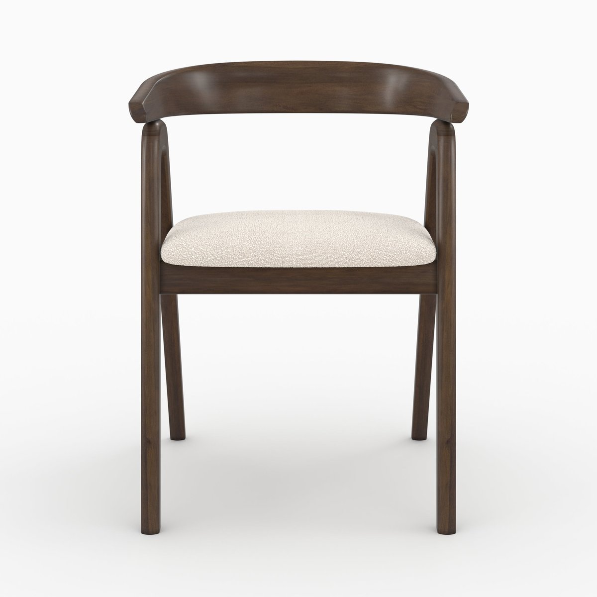 Chaise en bois d'hévéa et tissu bouclé crème - HAWA marron foncé, MAISON PAVANE