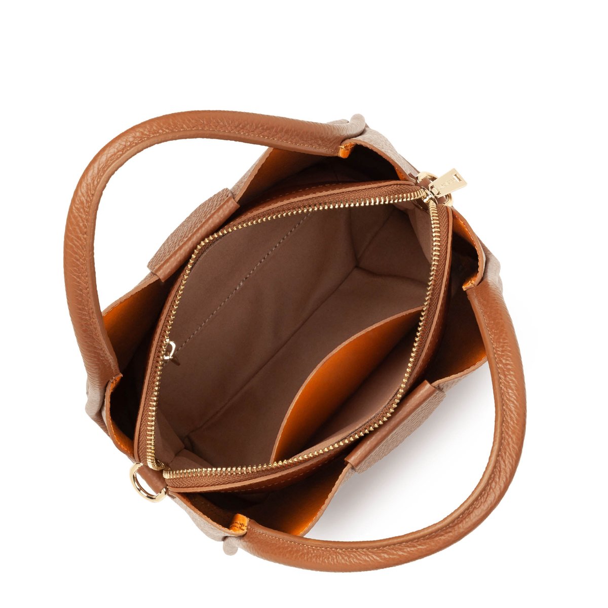 Sac à main en cuir grainé avec bandoulière camel - in - orange, LANCASTER