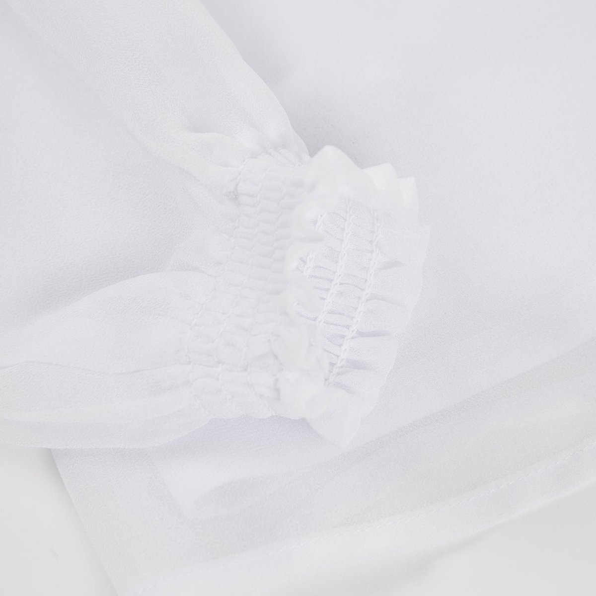 Blouse fille avec col à volants blanc, BOBOLI