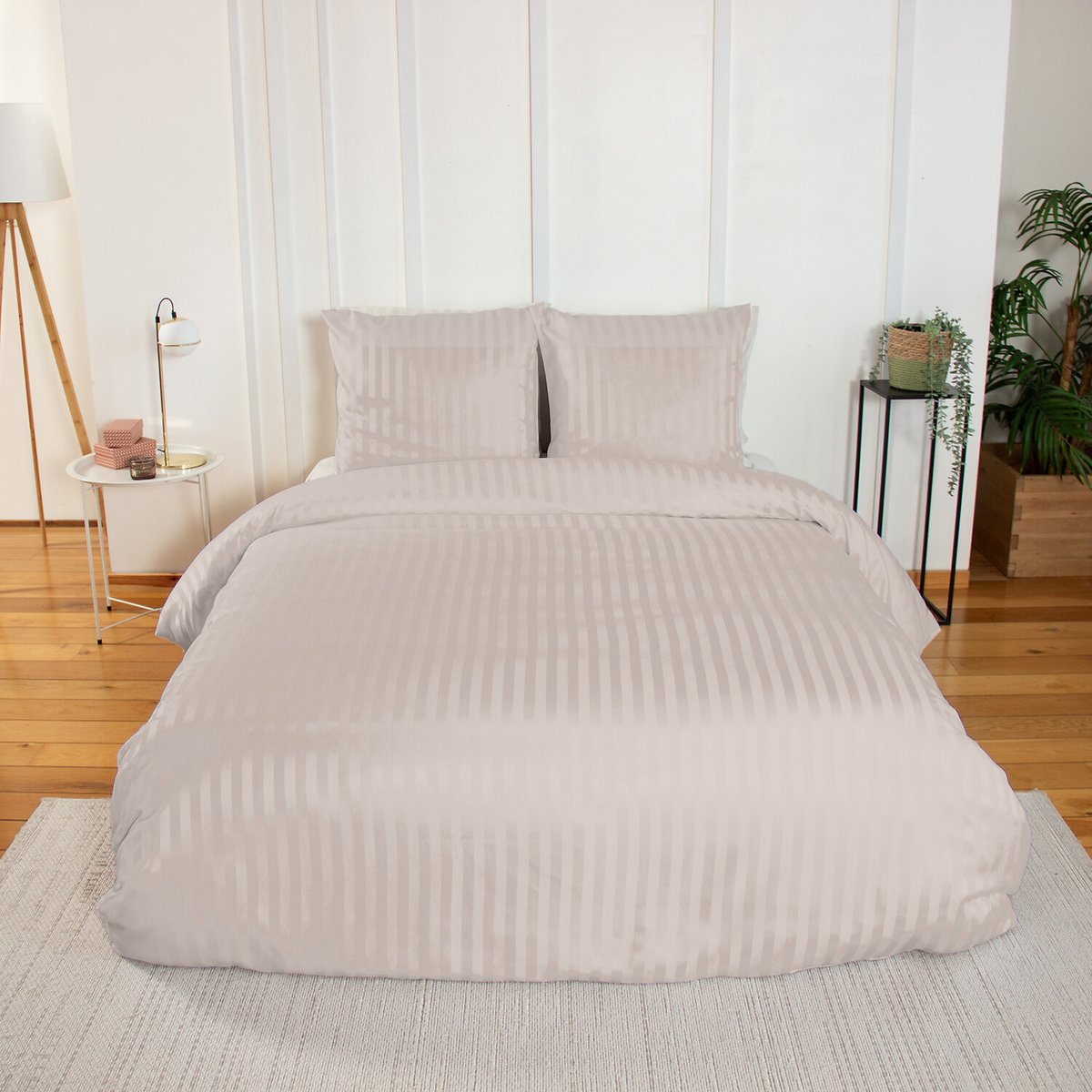 Parure housse de couette en microfibre unie, Albatre albatre, C DESIGN HOME TEXTILE
