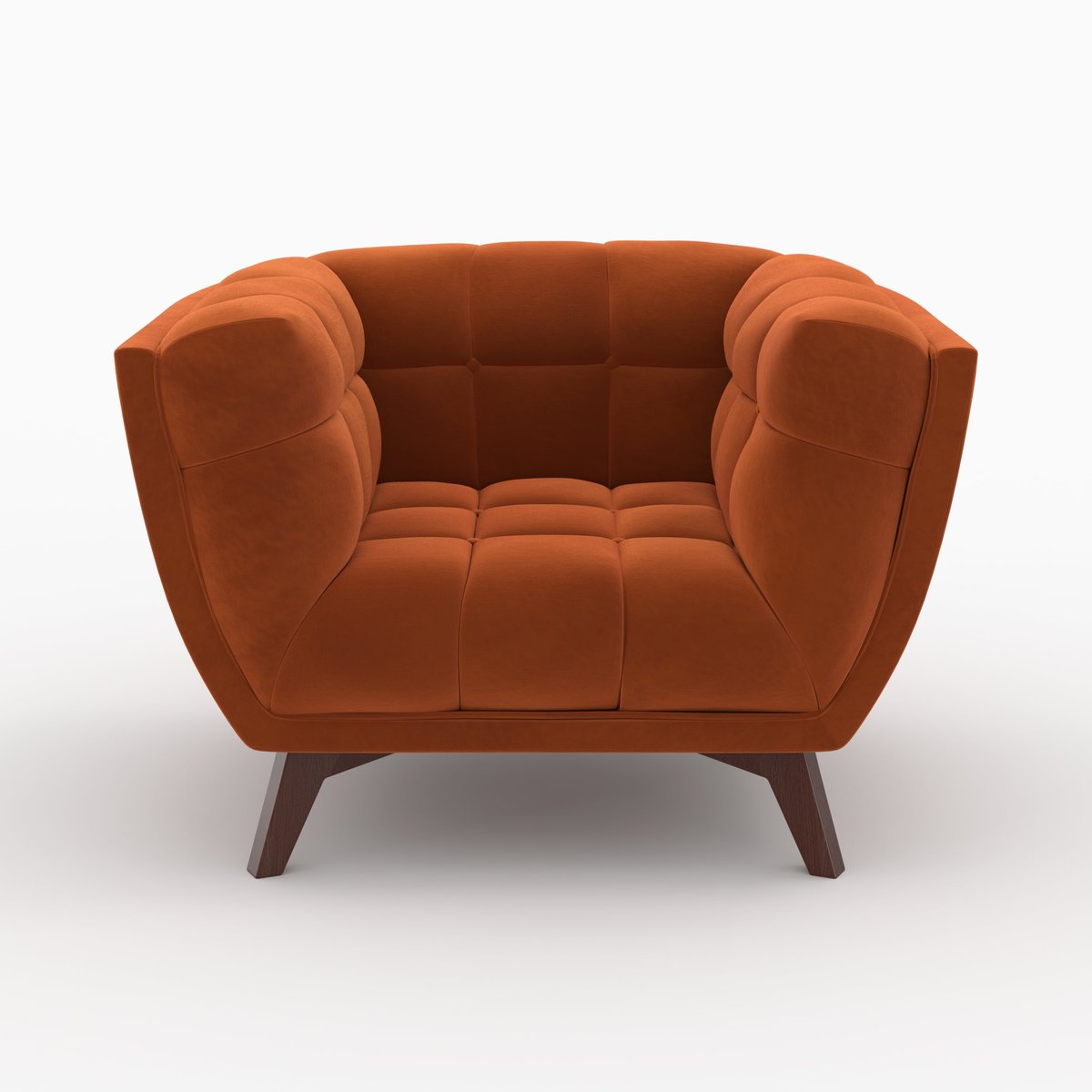 Ensemble canapé et fauteuil en velours 4 places - MONA orange, MAISON PAVANE