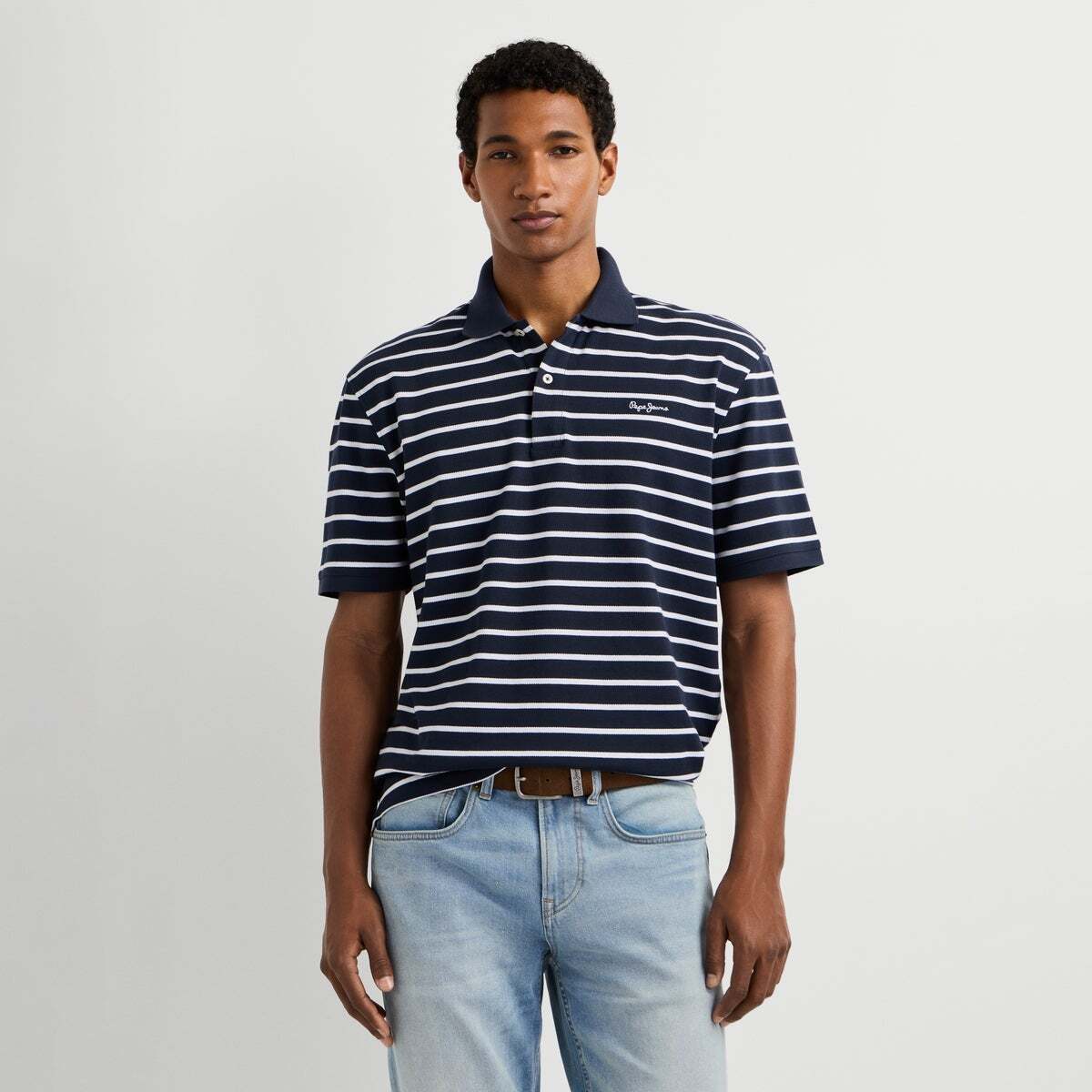 Polo Coupe Regular En Piqué bleu mer profonde, PEPE JEANS