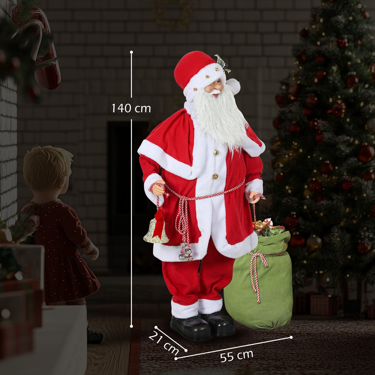 Décoration de Noël « Père Noël » Polyester rouge, HOMCOM