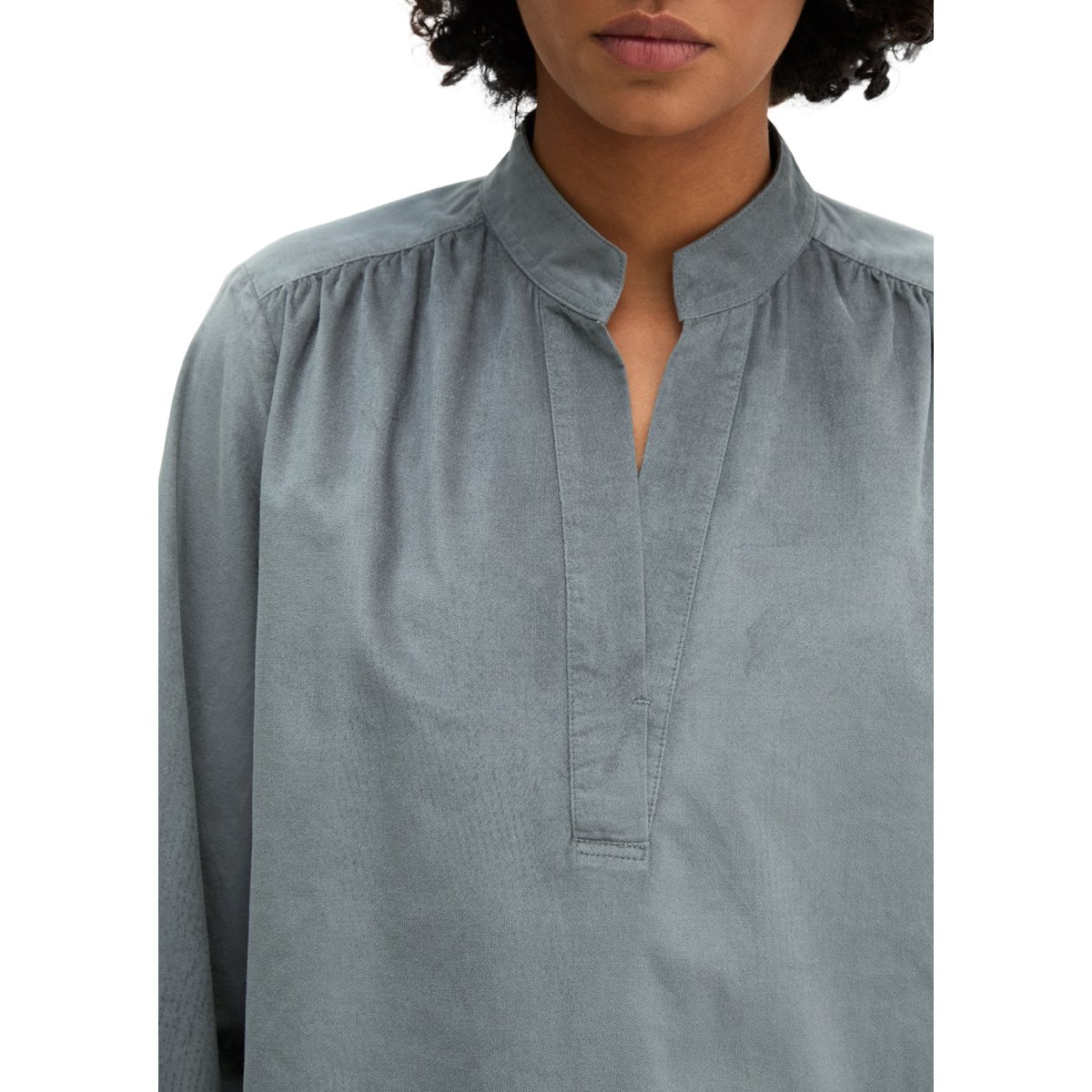 Chemisier en velours, coupe décontractée en mélange de coton bio et de viscose gris, MARC O'POLO