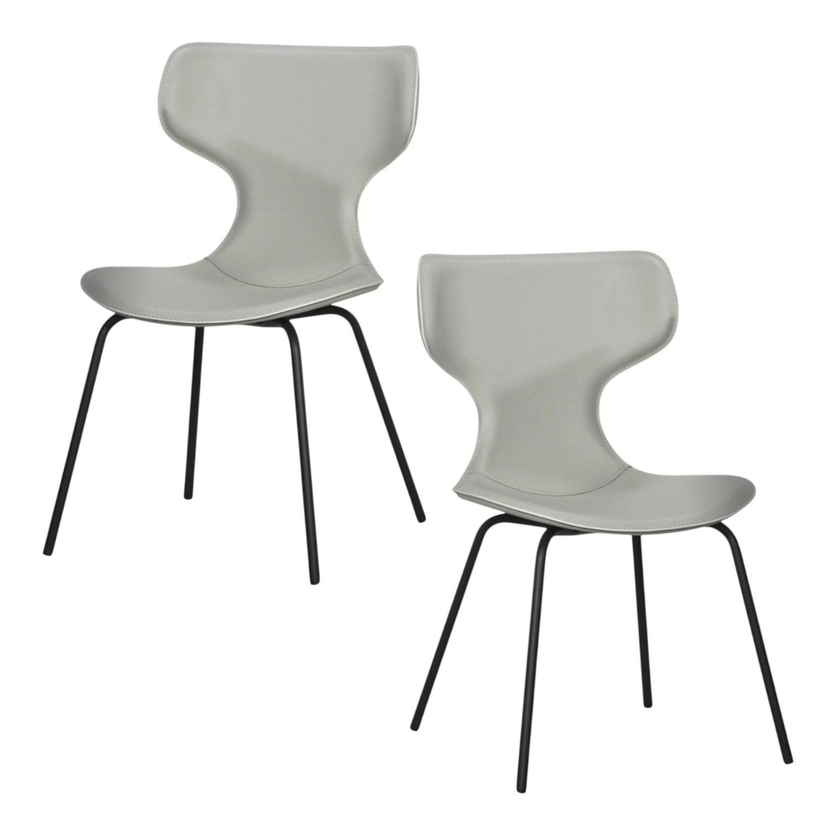 Chaise beige avec dossier en T, revêtement nettoyable (lot de 2) LOMBARDIE beige, PIER IMPORT